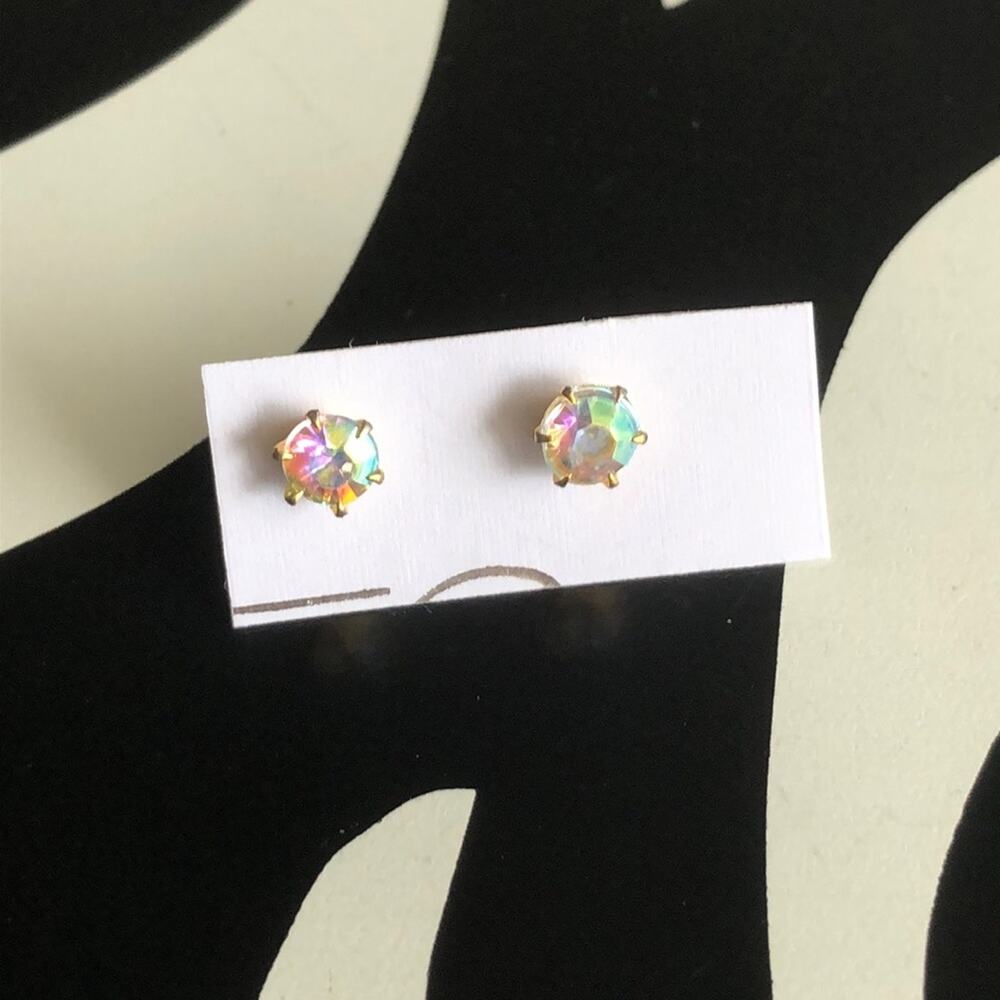 4 for $20 Clear/White and Gold Rhinestone Stud Earrings